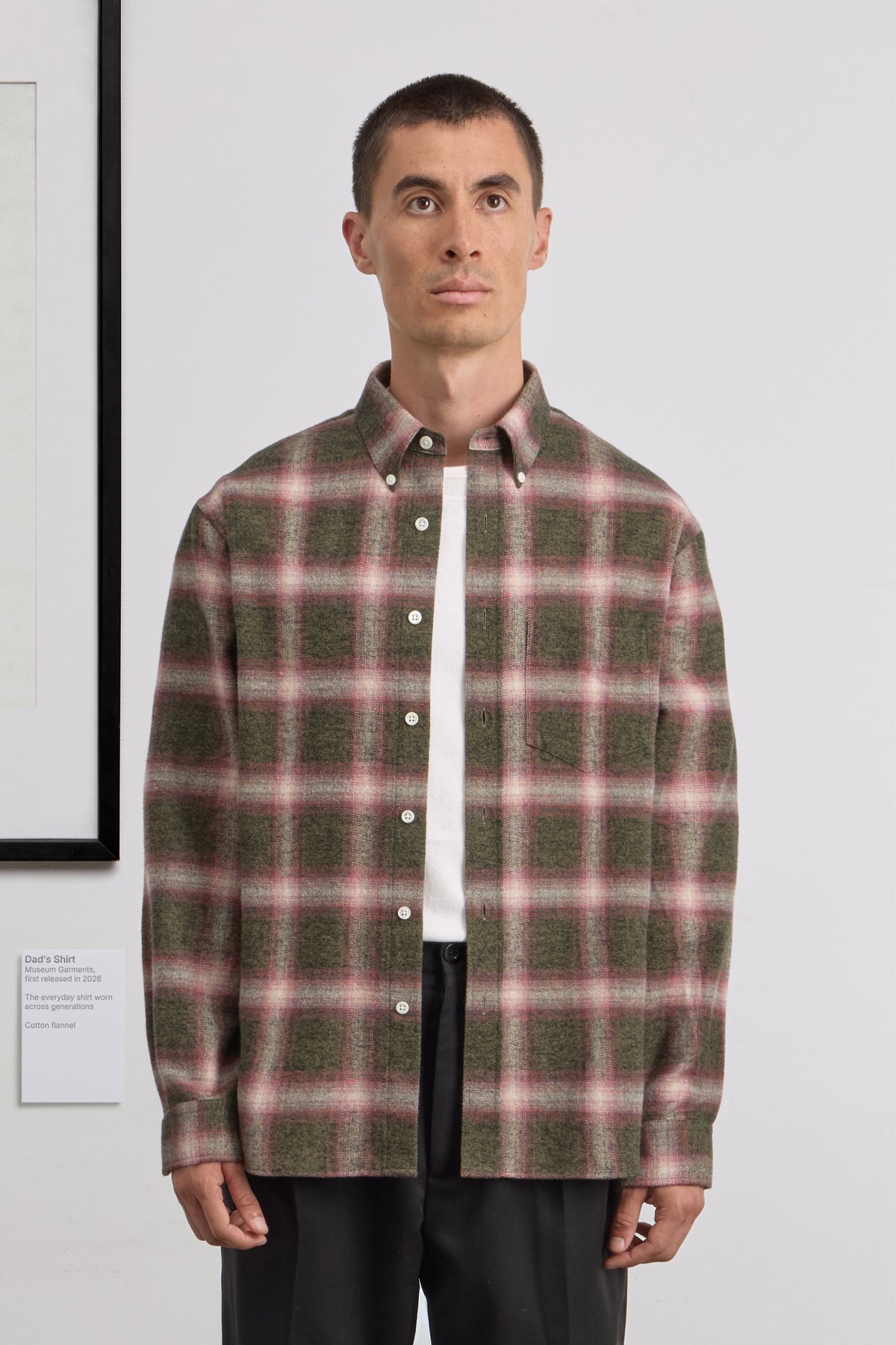 Dad's Shirt - Checked Cotton flannel - Green/Red