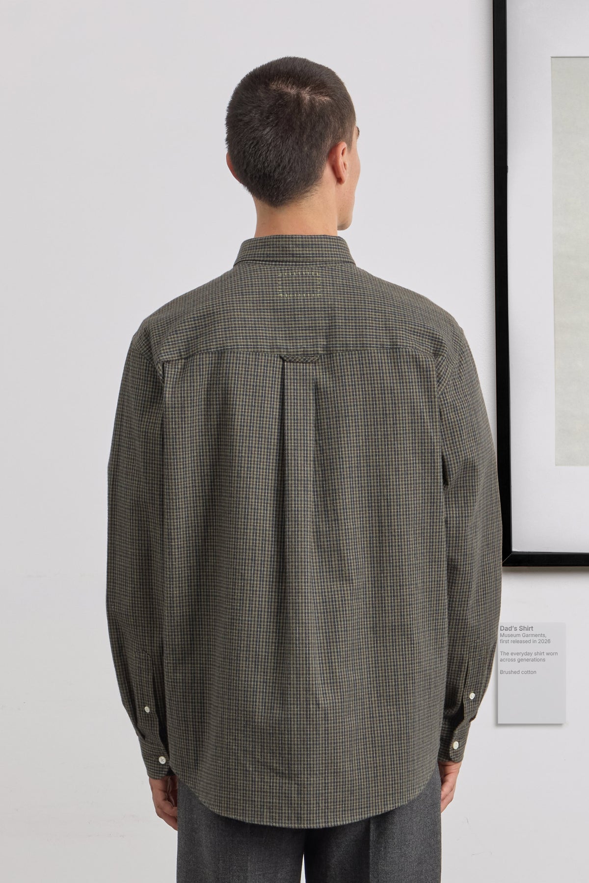 Dad's Shirt - Micro-Checked Brushed cotton - Dark Green/Green