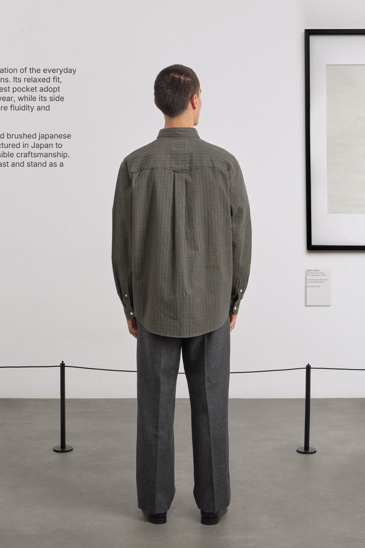 Dad's Shirt - Micro-Checked Brushed cotton - Dark Green/Green