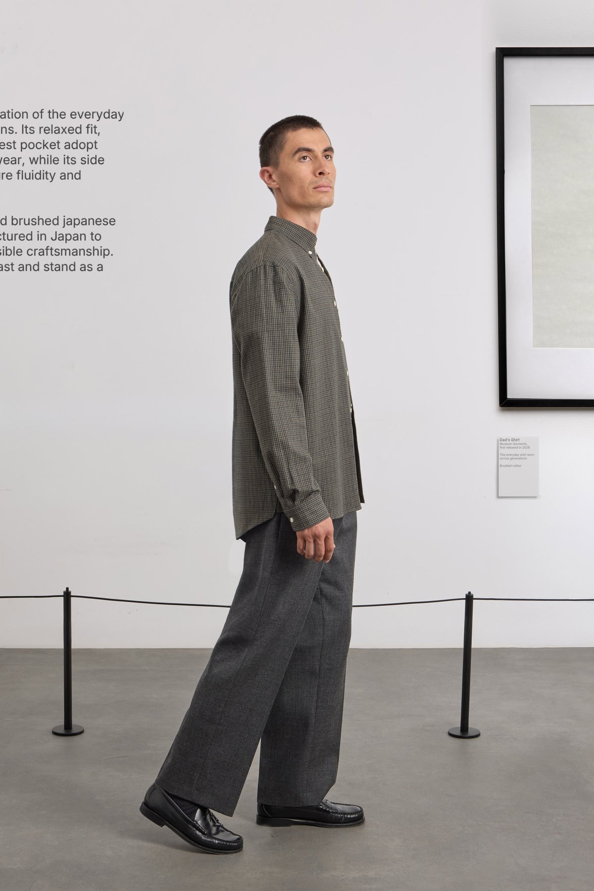 Dad's Shirt - Micro-Checked Brushed cotton - Dark Green/Green