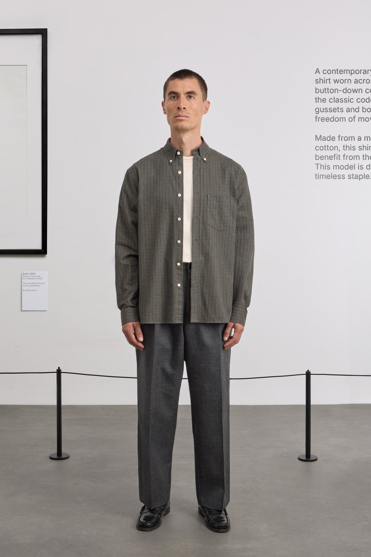 Dad's Shirt - Micro-Checked Brushed cotton - Dark Green/Green