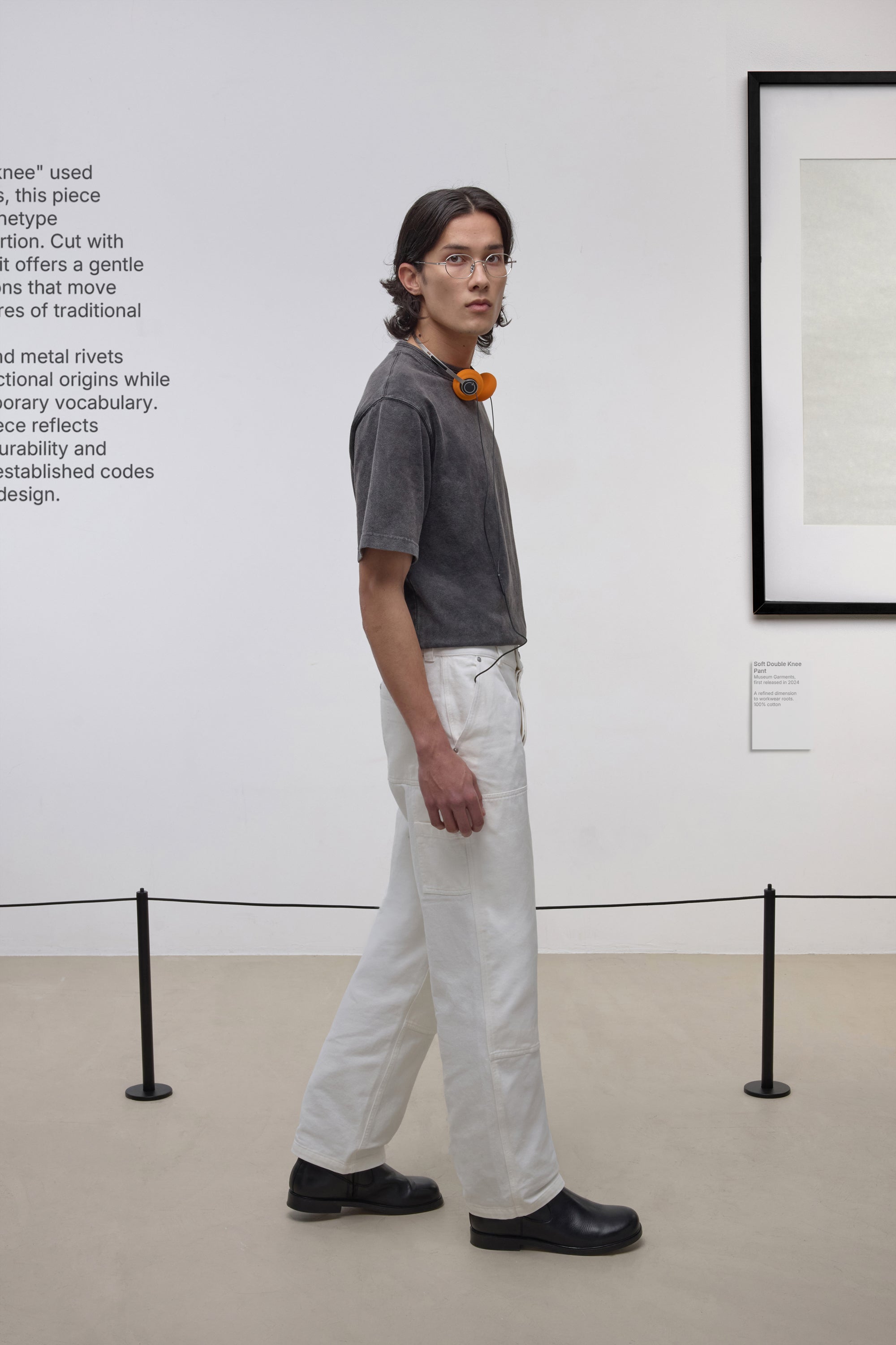 Soft Double Knee Pants - Peached Cotton Twill - Off-white
