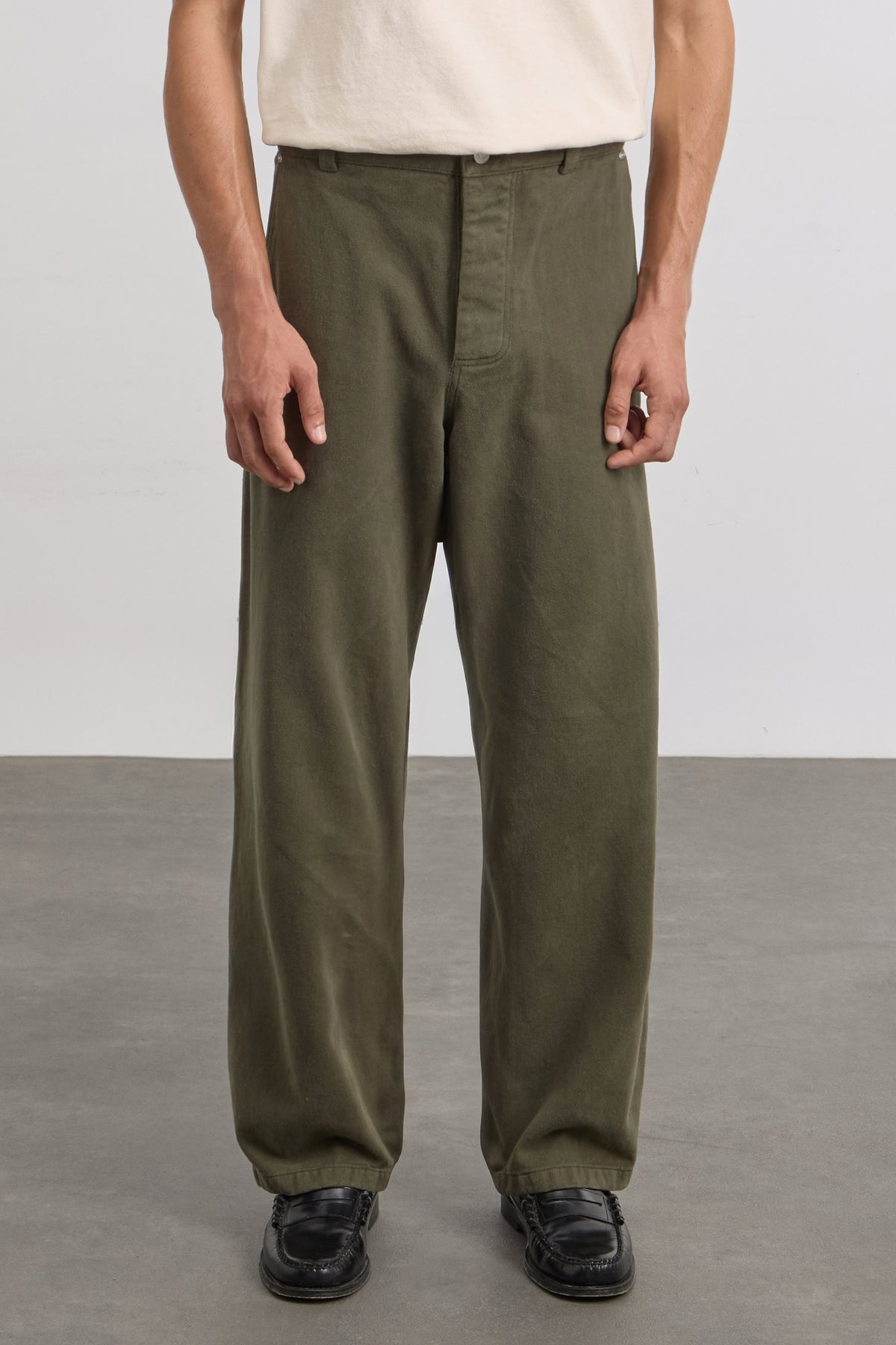 Soft Single Knee Pant - Peached Cotton Twill - Dark Green