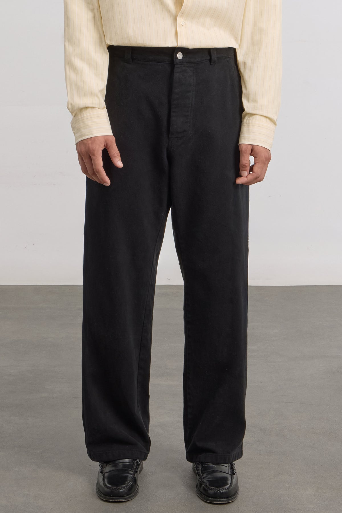 Soft Single Knee Pant - Peached Cotton Twill - Black