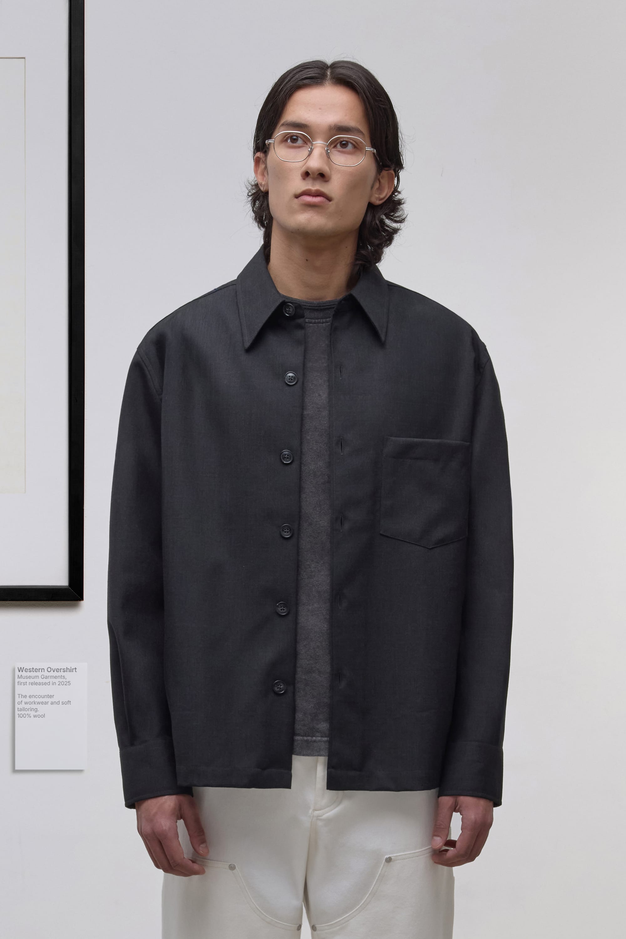 Western Overshirt - Toile de Laine Tropicale - Gris Anthracite
