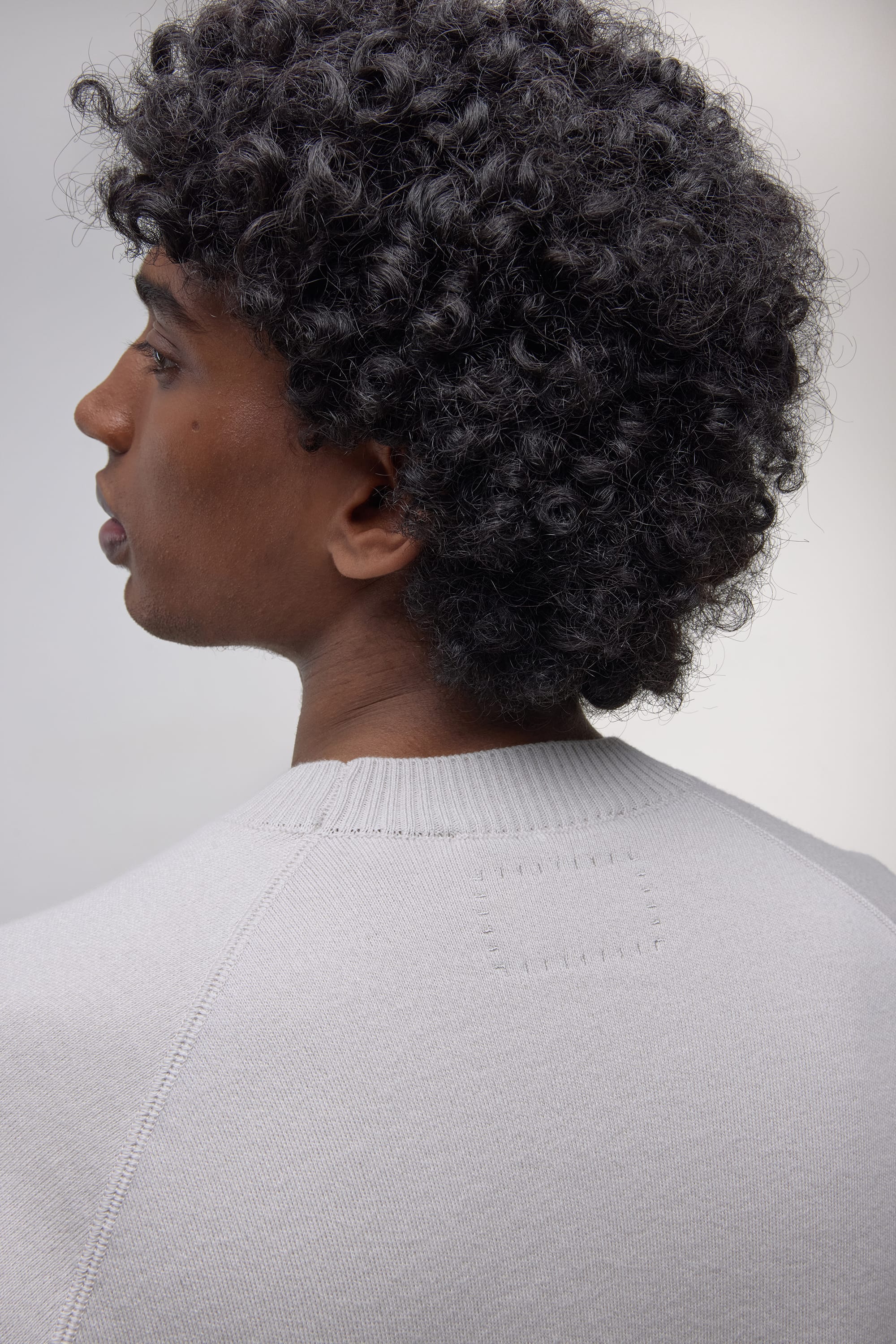 Raglan Athletic Sweater - Mélange de laine mérinos et de coton - Light Grey Melange