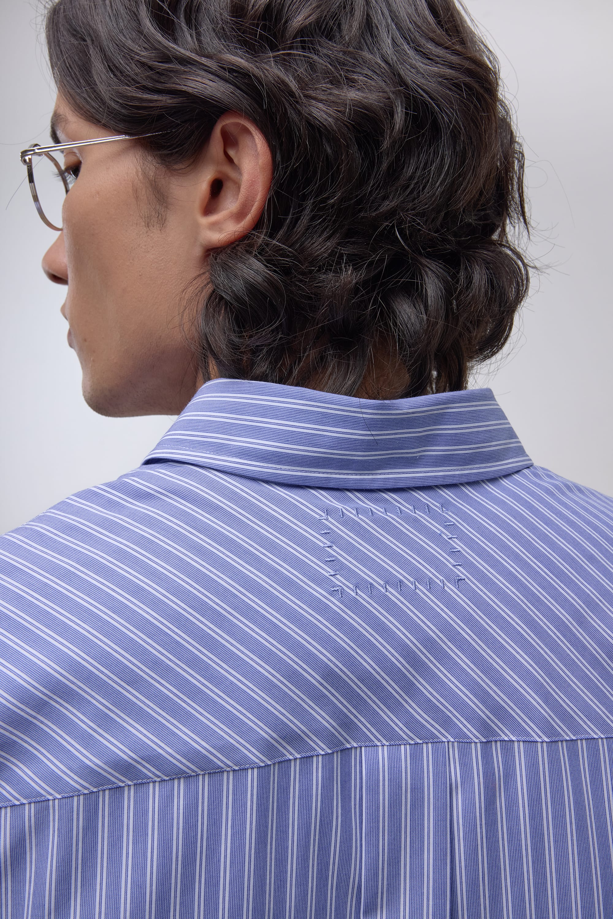 Corporate shirt - Striped Cotton Poplin Blue/White