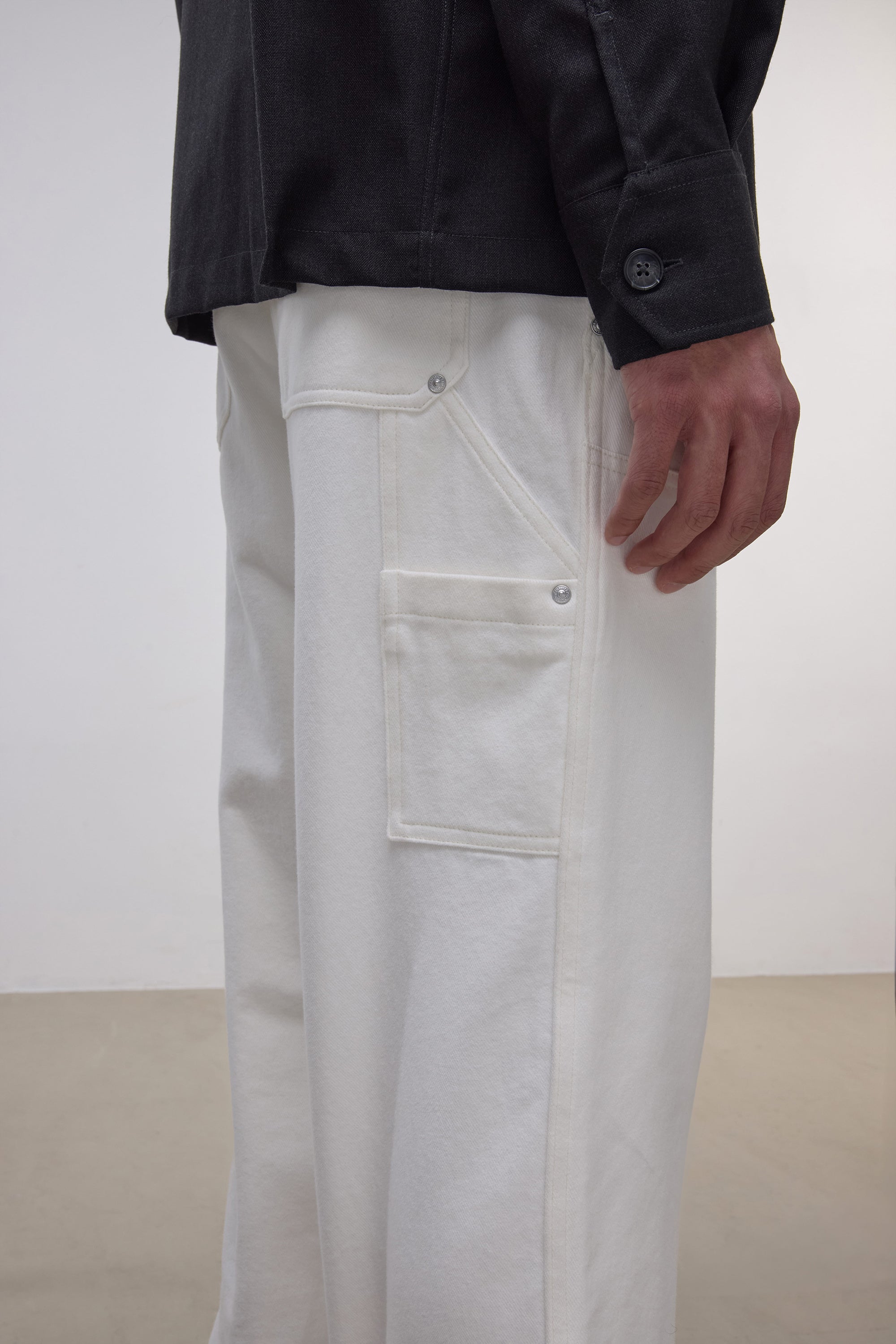 Pantalon Soft Double Knee - Twill de coton 'Peached' - Off-white